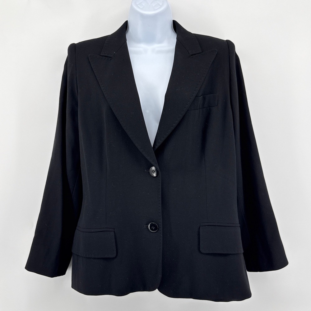 MaxMara Wool Blazer Jacket 12β Black Italian Tailored Virgin Wool Suit Coat XL